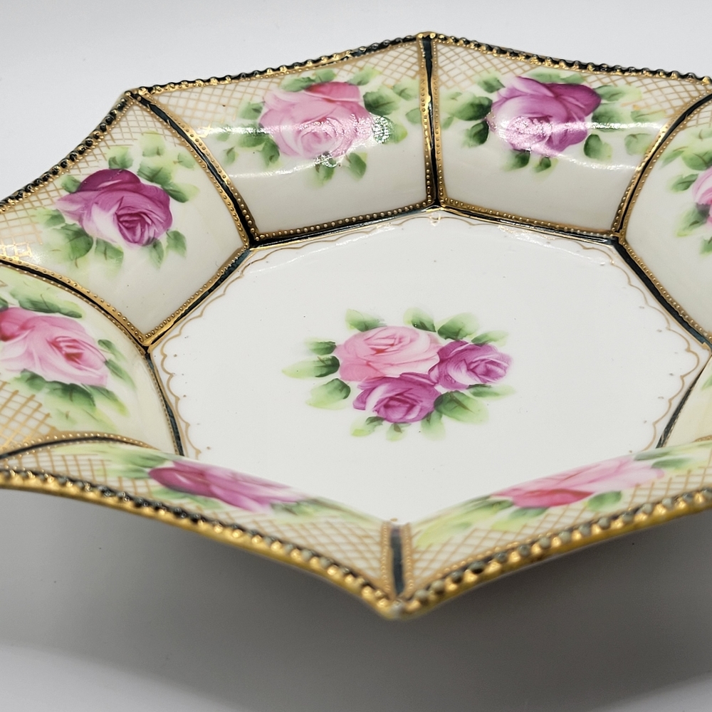 VTG Nippon Roses Bowl | Hand Painted Floral - Picture 2 of 15